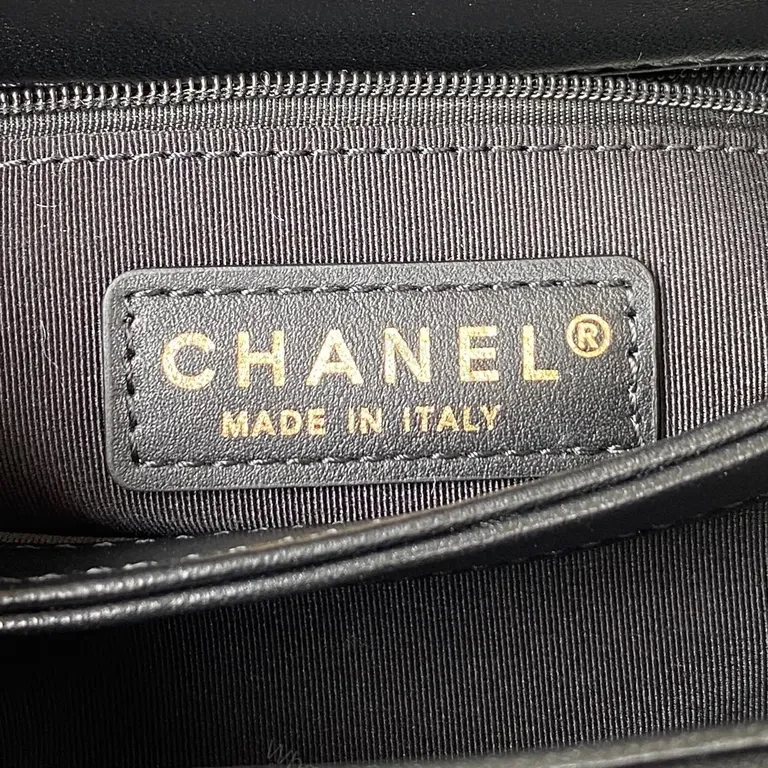 View 5 of Chanel-Inspired Quilted Black Flap Bag with Chain