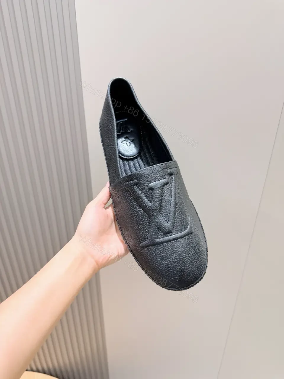 View 2 of Textured Leather Loafers: Subtle Monogram, Modern Comfort