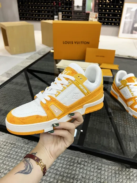 View 6 of Orange Suede & White Quilted High-Tops - Lux Streetwear Sneakers