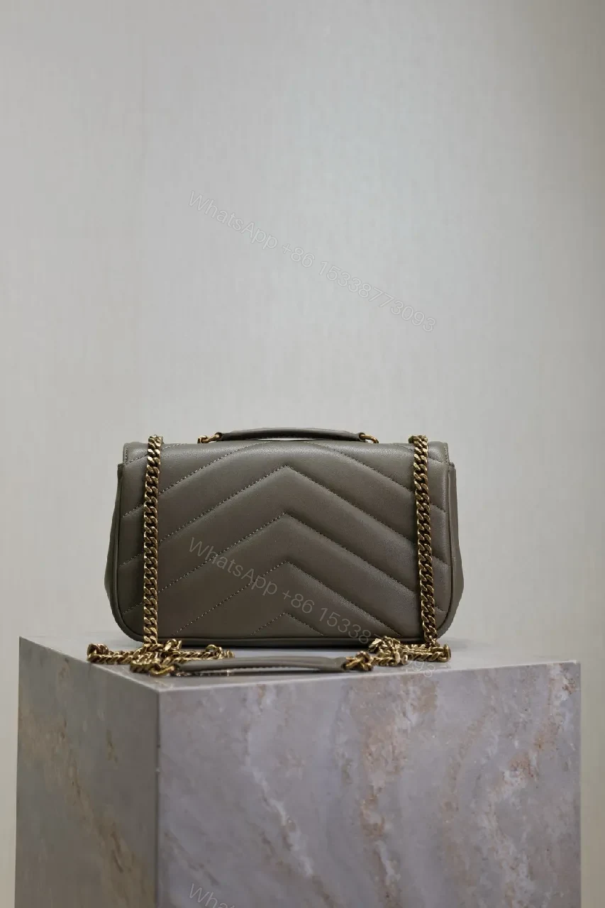 View 5 of Quilted Leather Bag with Gold Hardware, Structured, Versatile Tote