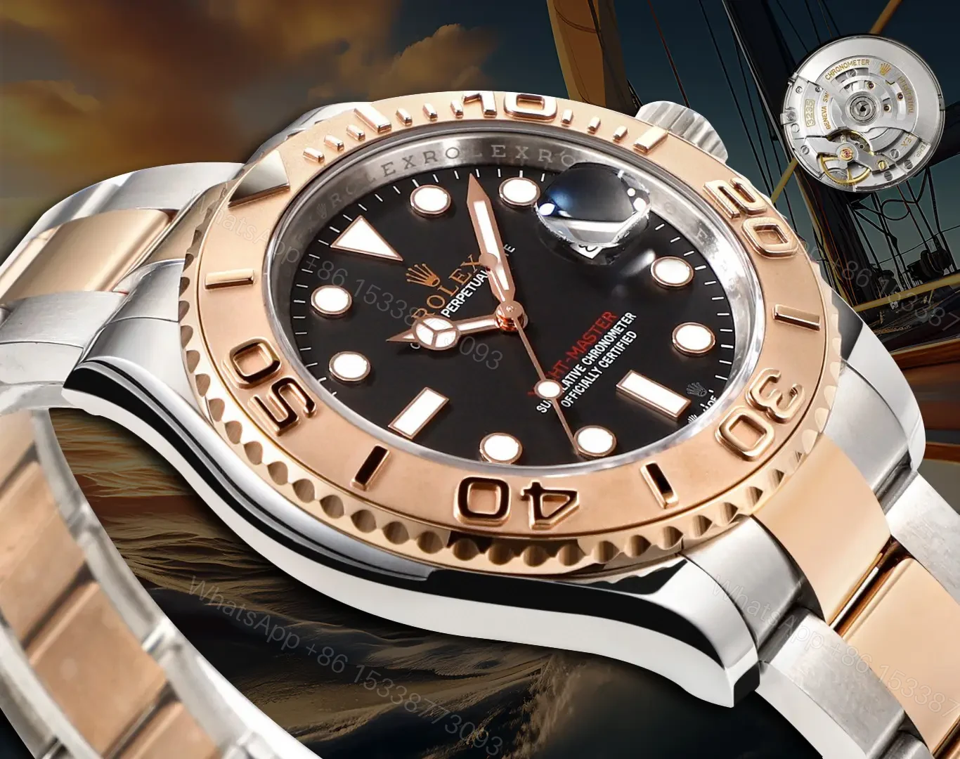 View 5 of Fake Rolex Yacht-Master 40 Everose Rolesor Replica 126621-0001