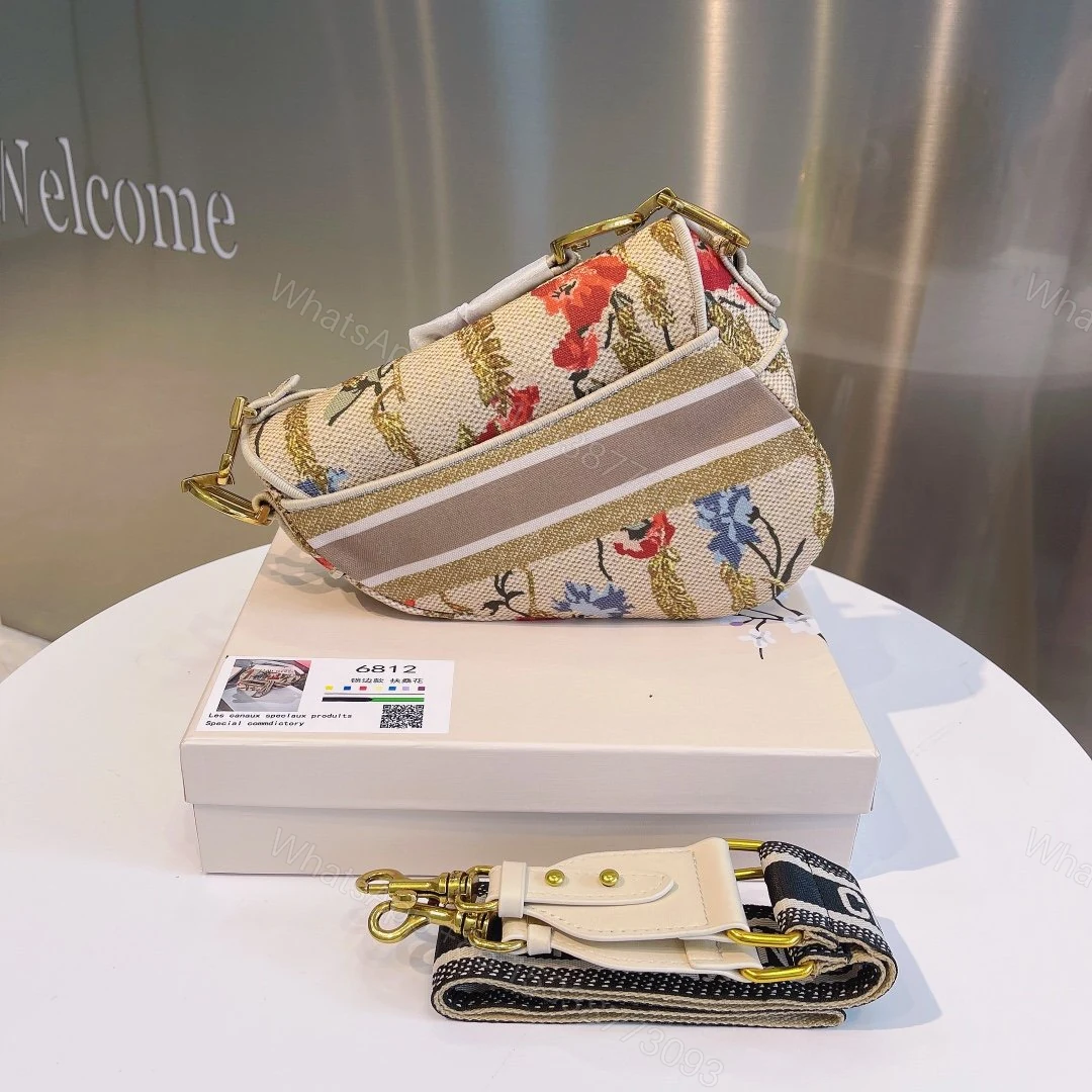 View 7 of CHRISTIAN DIOR SADDLE BAG EMBROIDERED CANVAS HANDBAG IVORY