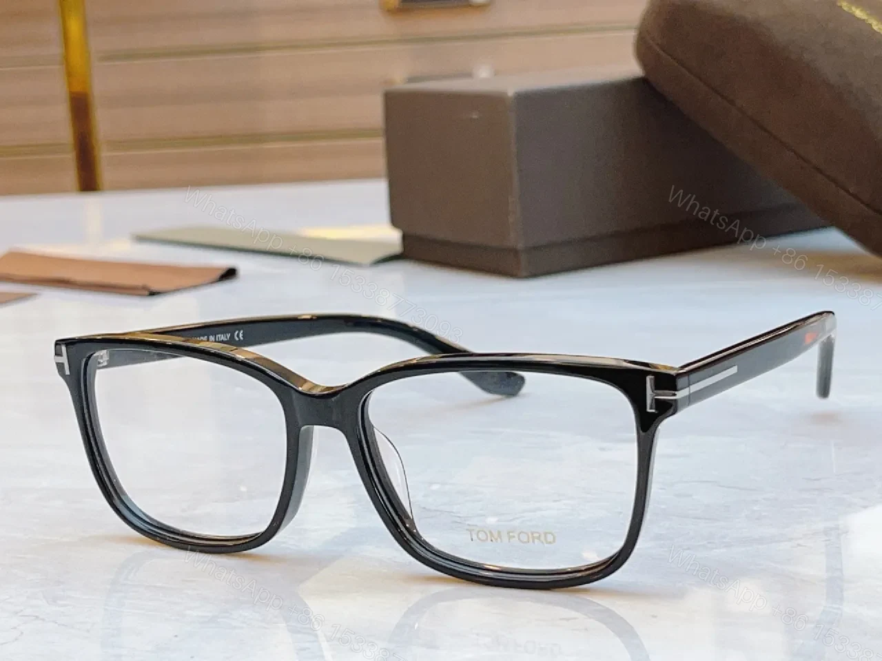 View 3 of Brown Acetate Bold Square Eyewear — Luxury Everyday Confidence