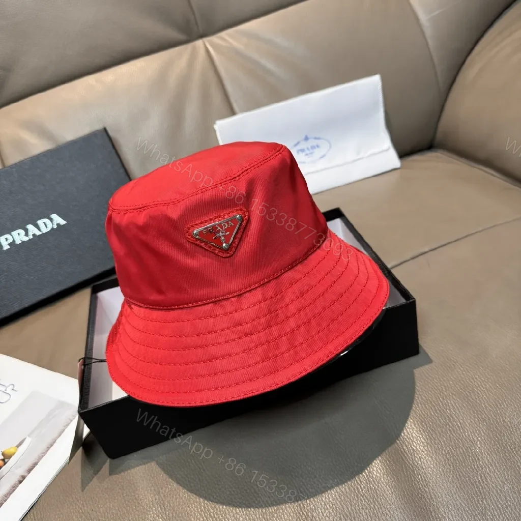 Red Bucket Hat with Luxe Hardware, Structured Style — view 1