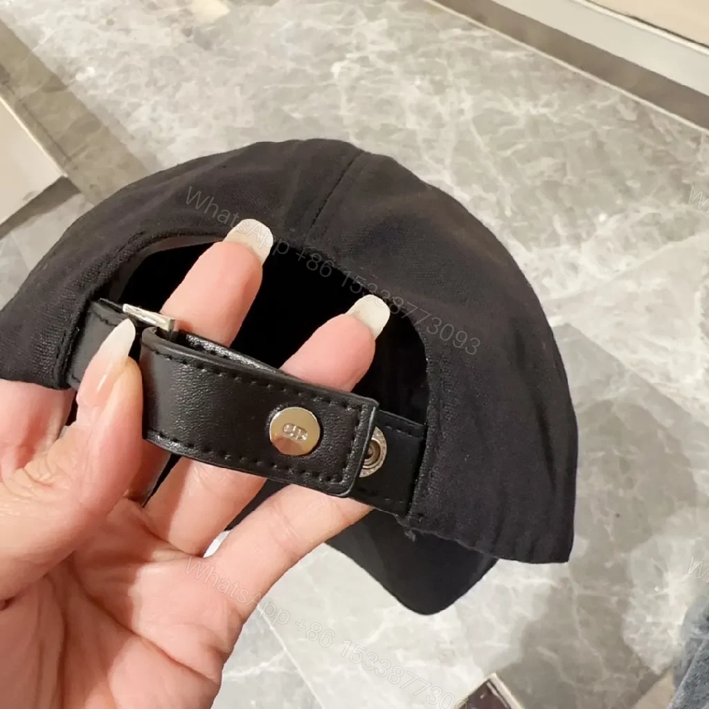 View 4 of Black Cotton Cap with White Script Embroidery, Modern Streetwear Cap