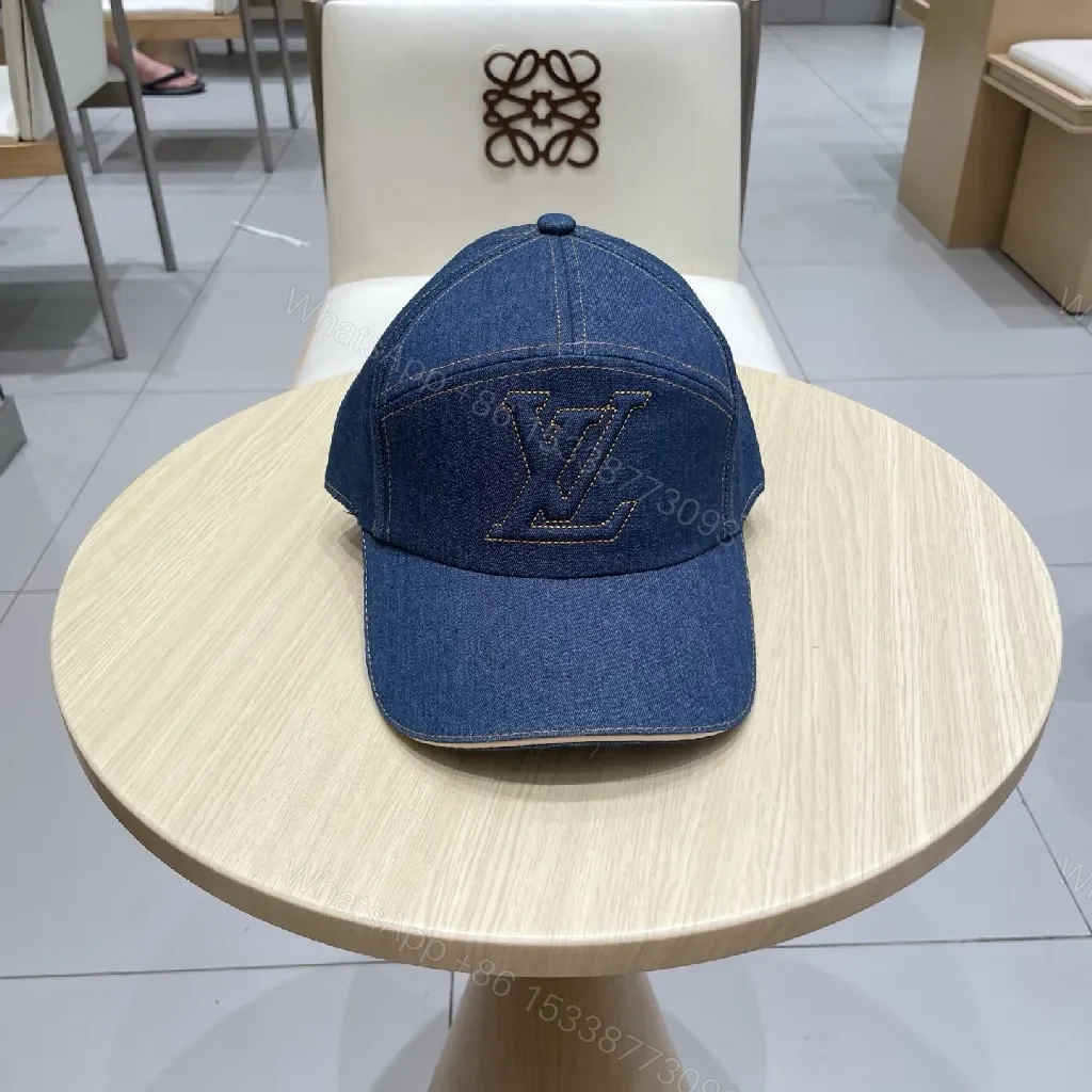 Denim Cap with Subtle Monogram, Luxe Everyday Style — view 1
