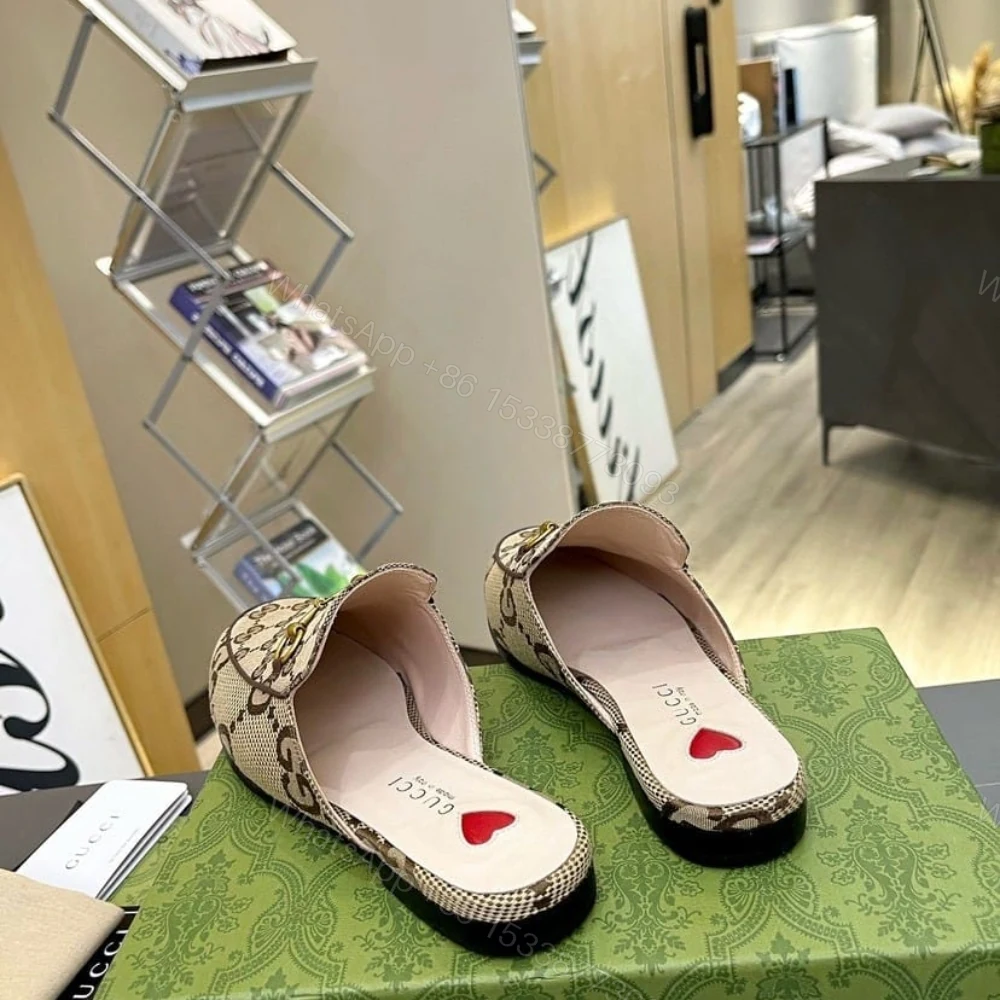 View 6 of Gucci Women Princetown Slipper Beige And Ebony GG Canvas 475094 UKO60 2588