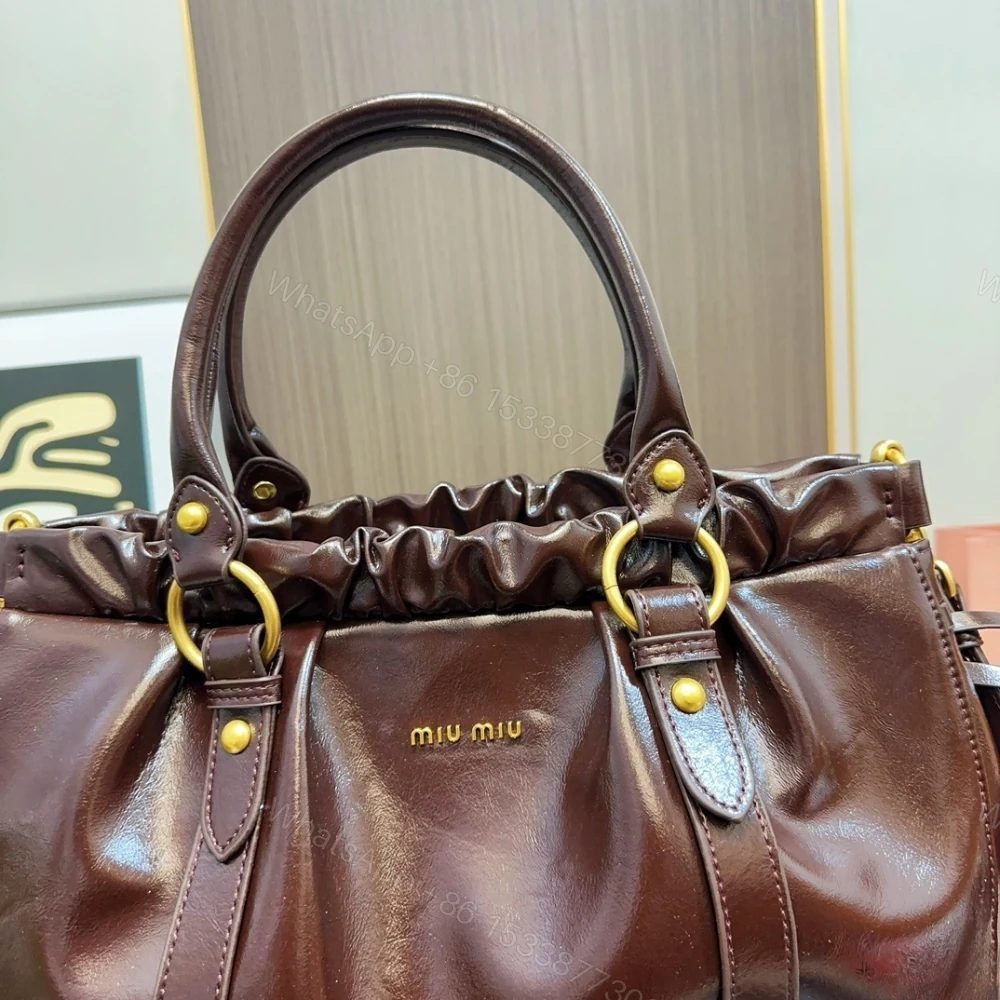 View 6 of MIU MIU SIDE RIBBON 2WAY HANDBAG BURGUNDY 33CM