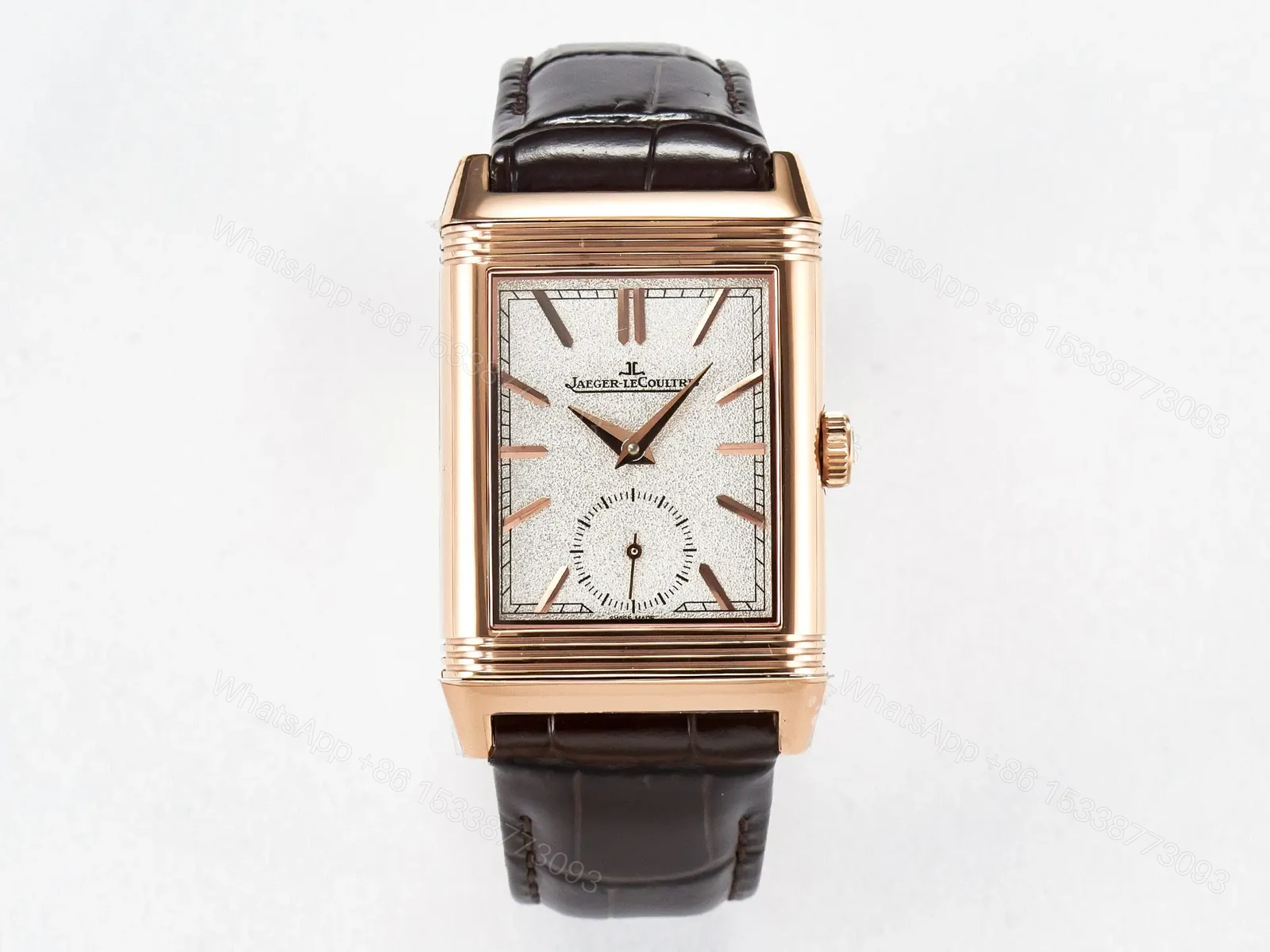 Reverso Tribute Duoface Small Seconds RG MGF Best Edition White Spray Paint Dial on Black Leather Strap A854A — view 1