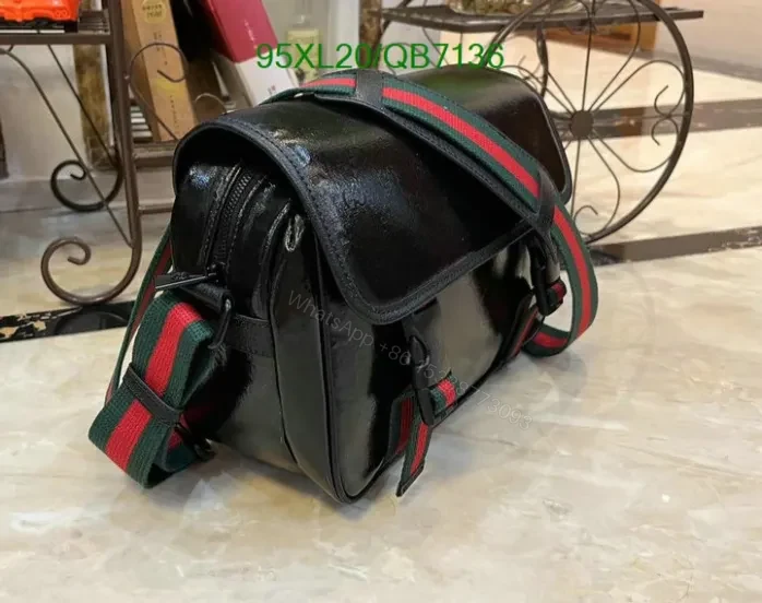 View 2 of Gucci Duplicate Messenger GG Crystal Bag QB71366 in Black Color