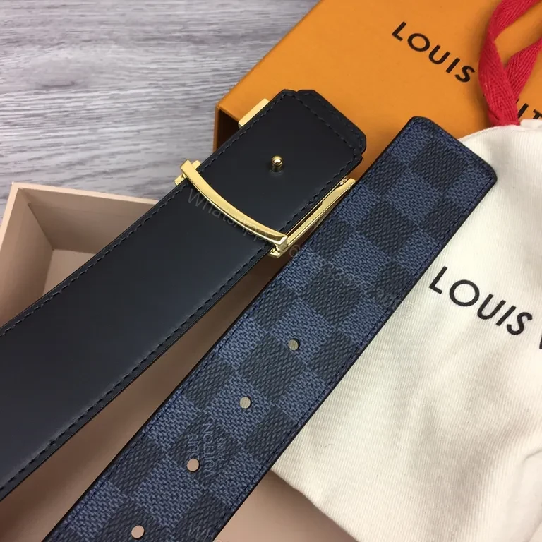 View 2 of Damier Graphite Belt: Luxury Coated Canvas with Gold Buckle Belt