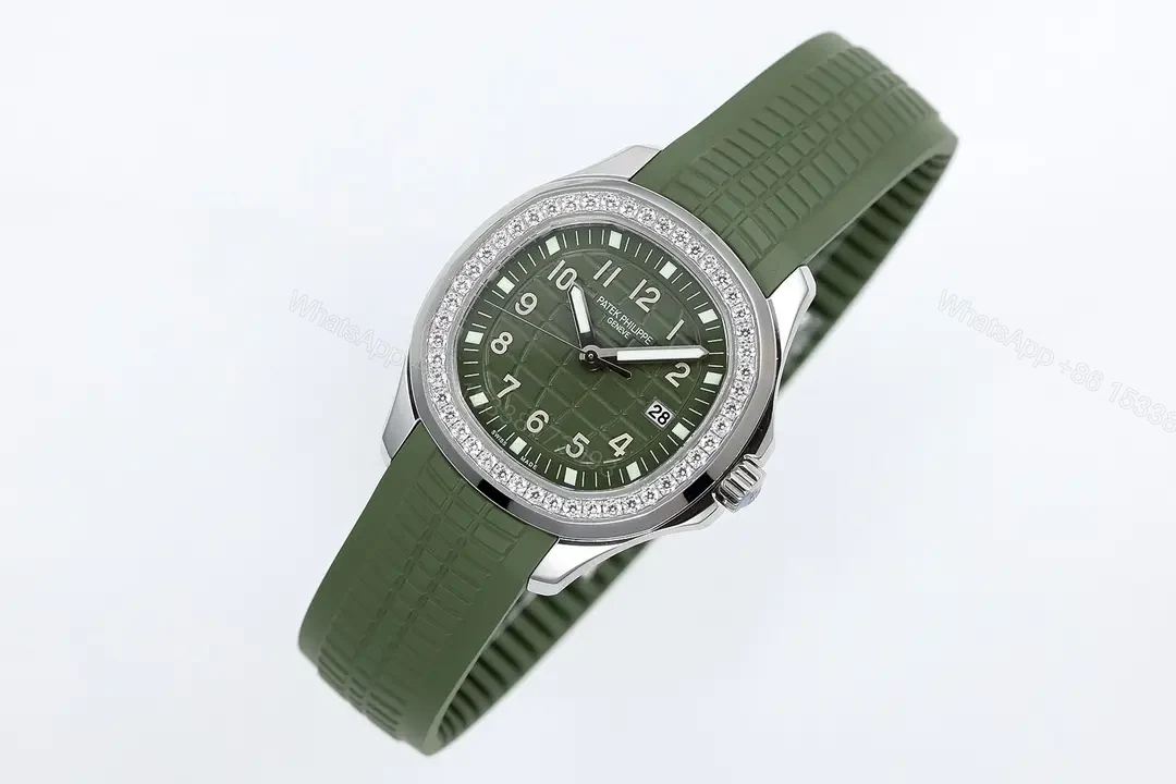 View 2 of Patek Philippe Aquanaut Green Diamond Watch Rubber Strap Ultimate 38MM PP-AQUANAUT-38-GRN-DIA-RUB