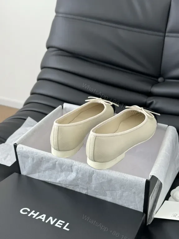 View 3 of Chanel-Style Ballet Flats: Luxe Cap Toe Bow, Leather