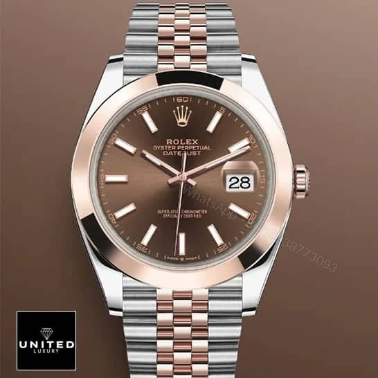 View 5 of Rolex Datejust 278341RBR Everose Gold and Chocolate with Diamond Dial Jubilee Replica