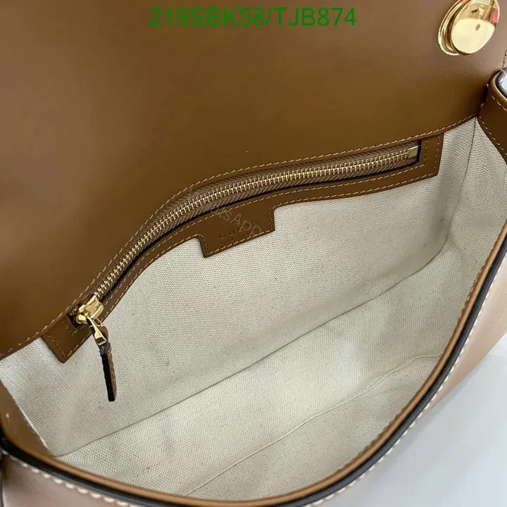 View 8 of Gucci Beige Top Handle Bag featuring Brown Leather Trim AY958