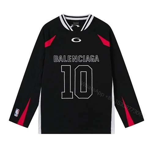 View 10 of Balenciaga Clothes NBA Collab Health Mesh & Color-Block Long-Sleeve T-Shirt Black/Red/White