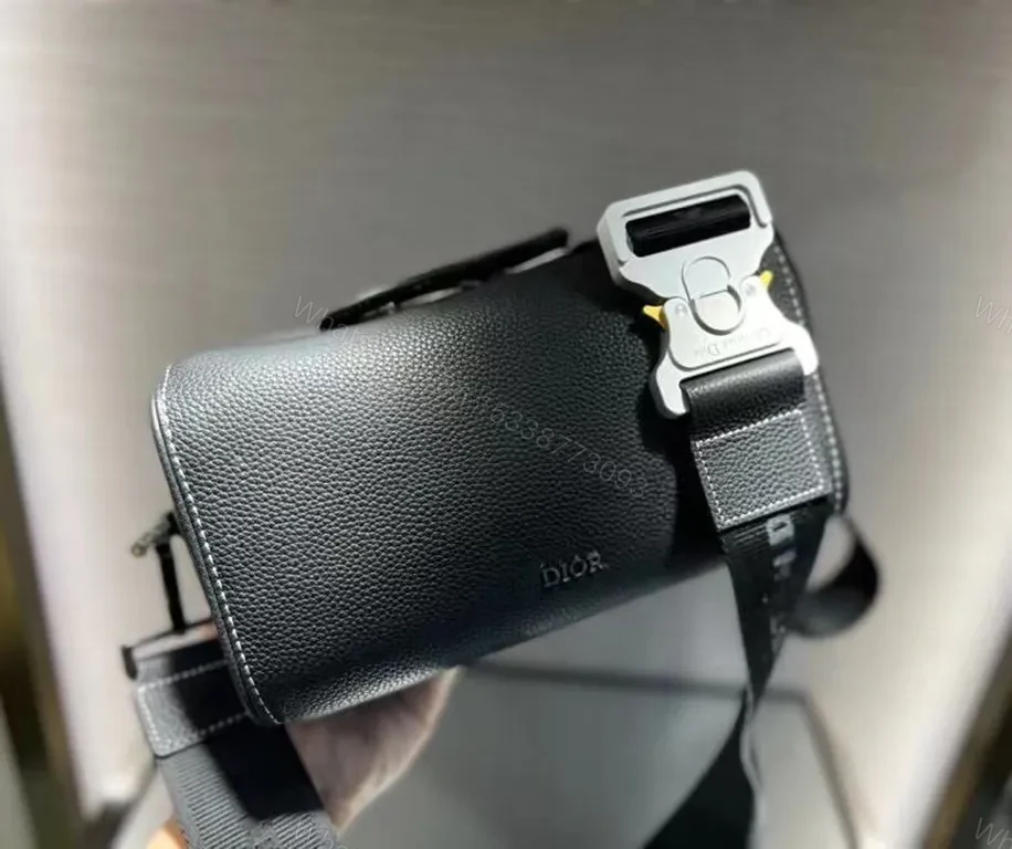 View 3 of Compact Black Pebble Leather Crossbody â€” Dior Style & Versatility