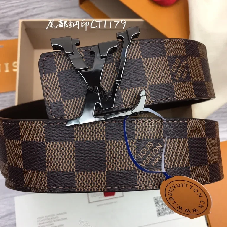 View 2 of Damier Ebony Belt: Premium LV Canvas, Matte Buckle, Adjustable