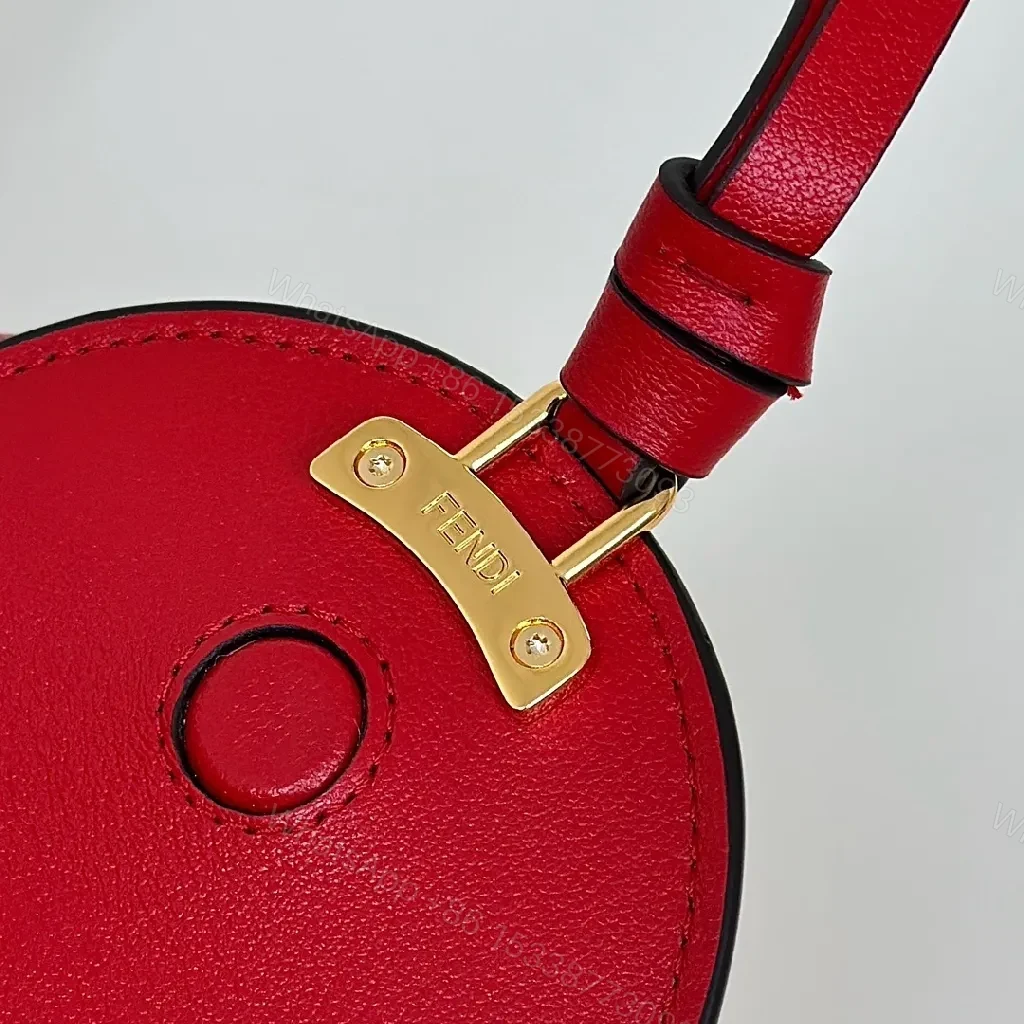 View 6 of Red Leather Knotted Mini Bag, Structured, Crossbody Ready