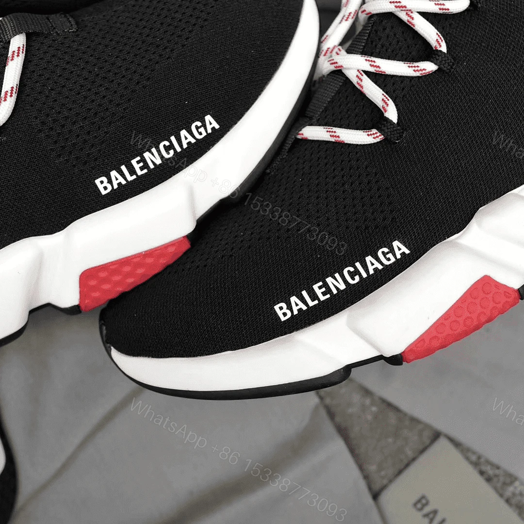 View 5 of BALENCIAGA SPEED TRAINER LACE UP BLACK RED – BB015
