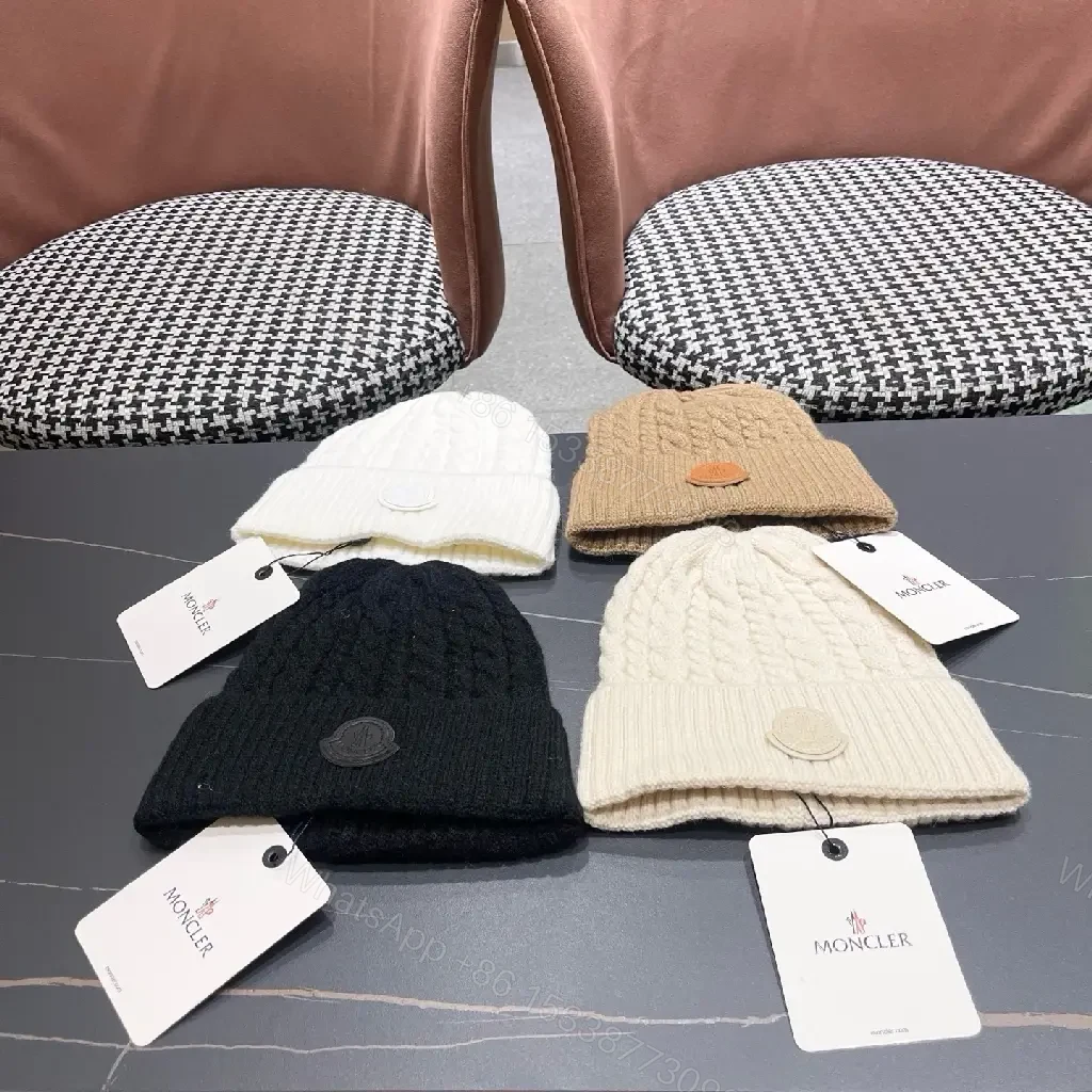 View 10 of White Knit Beanie: Premium Ribbed Cuff, Luxury Badge, Warmth