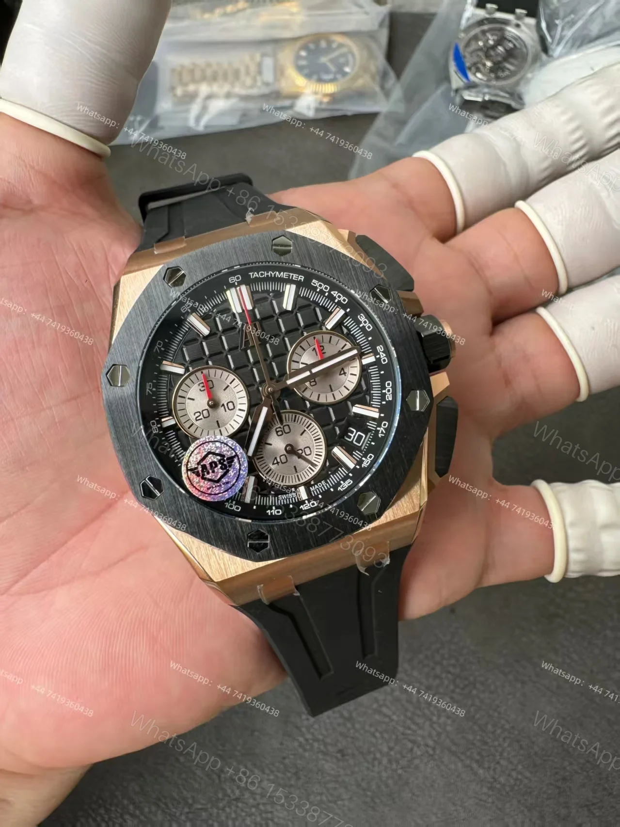 View 8 of Audemars Piguet Super Clone Royal Oak Offshore Rose Gold 26420 Black Dial Chronograph 43mm