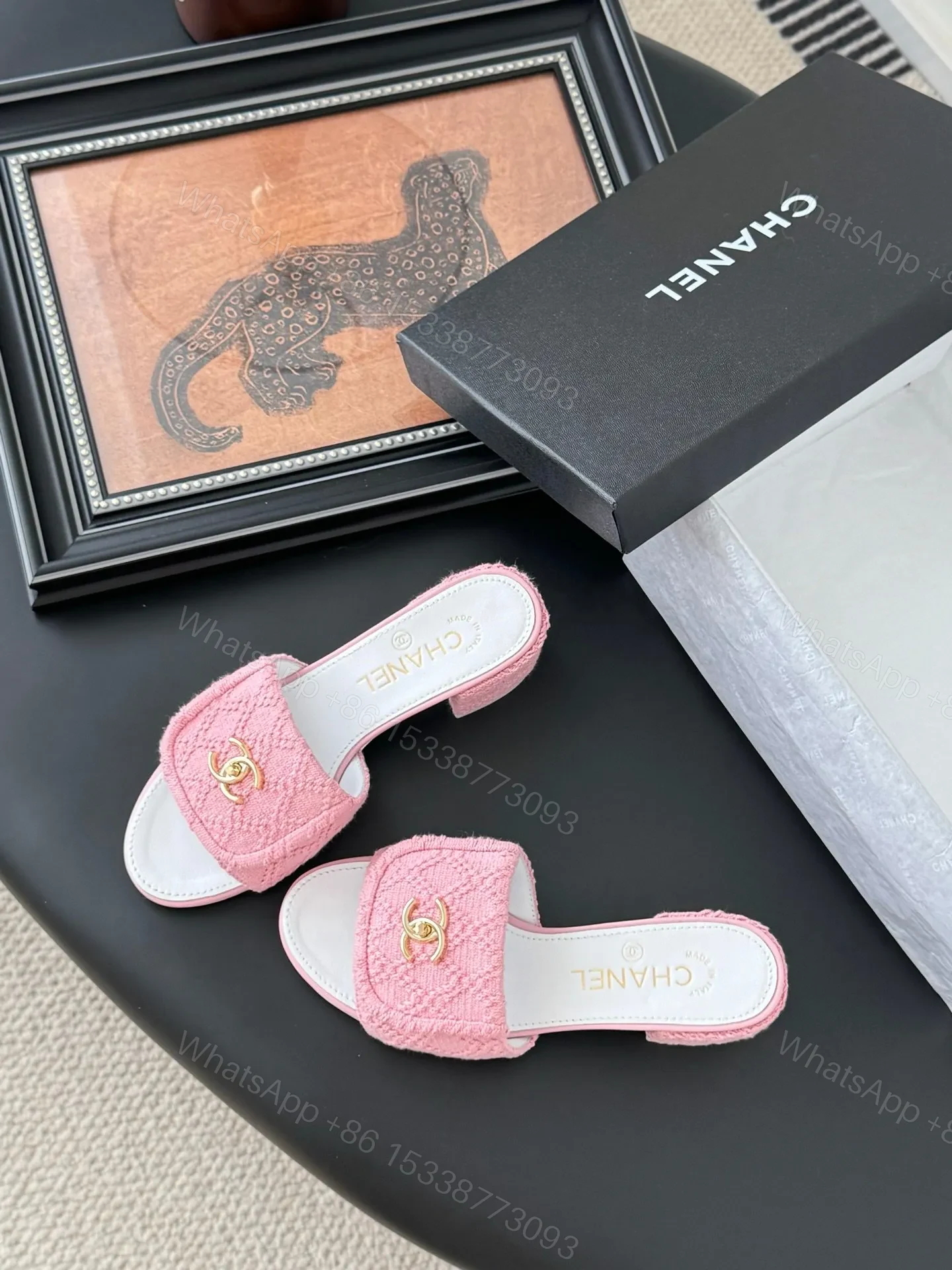 View 6 of Chanel Women Pink Tweed Slides