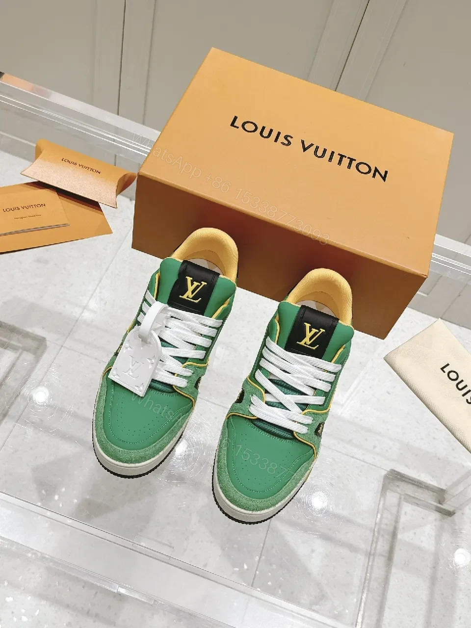 View 6 of Green Lux Leather High-Top Sneaker with LV Accents