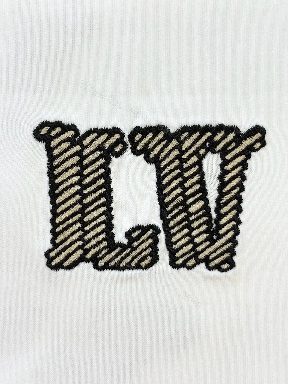 View 6 of White Cotton Structured Polo Tee with Subtle LV Monogram