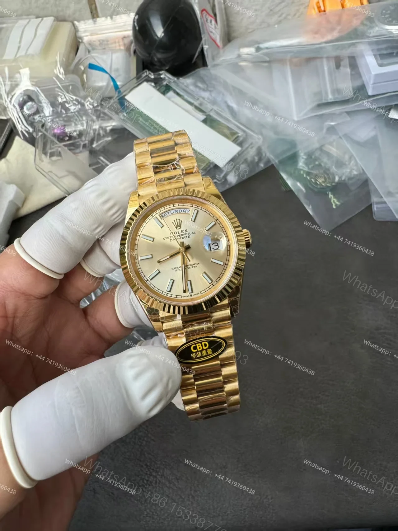 View 2 of Rolex Day-Date M228238-0003 1:1 Replica Gold Dial 40MM 3255 Movement Presidential Bracelet Super Clone Watch