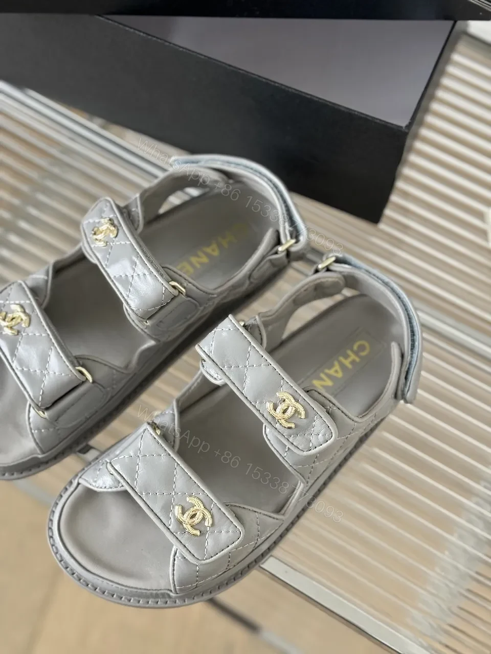 View 8 of Quilted Metallic Sandals – Gold Hardware, Luxe Comfort