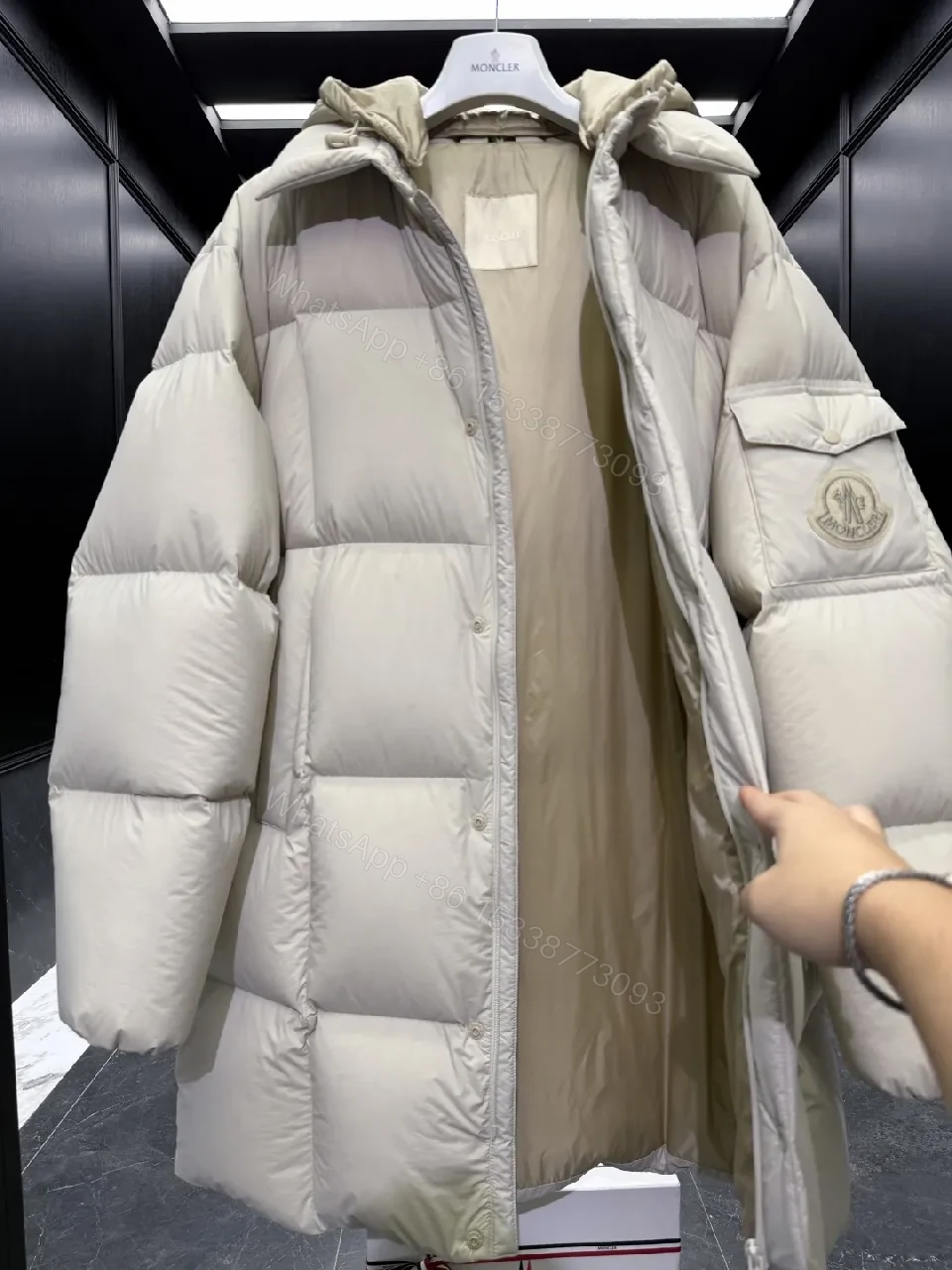 View 3 of Off-White-Trim Puffer Coat: Ultra-Warm, Subtle Luxury