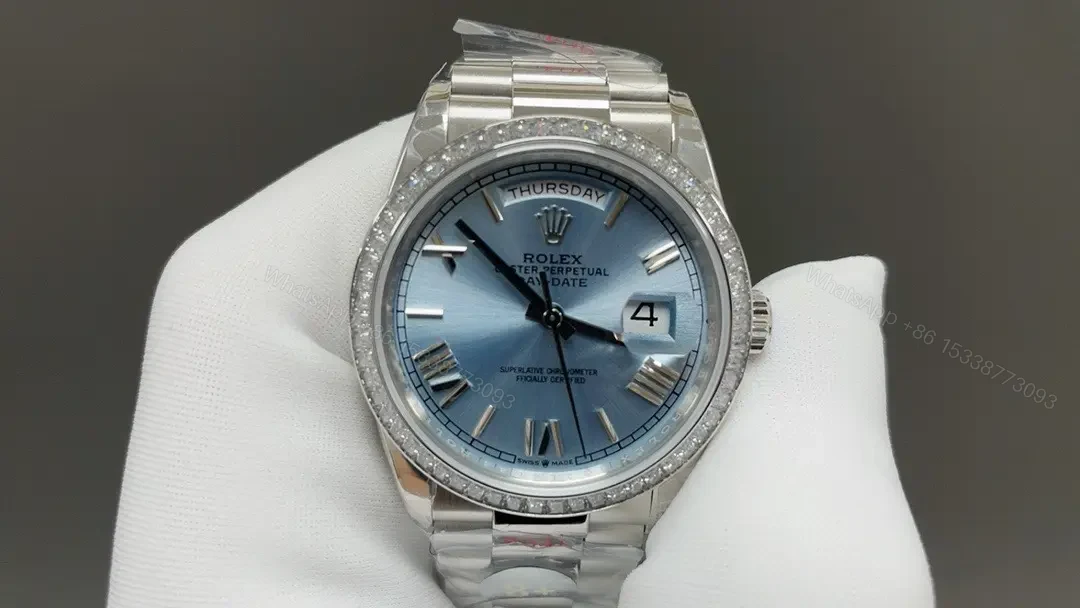 View 3 of Rolex Day-Date 36 Platinum Baguette Ice Blue Roman President 128396TBR-0002