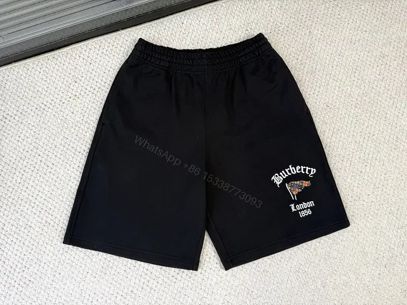 Black Cotton Streetwear Shorts, Burberry Logo, London 1856 — view 1