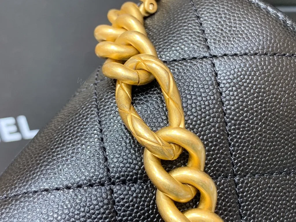 View 8 of Chanel Quilted Black Leather Shoulder Bag with Gold Chain