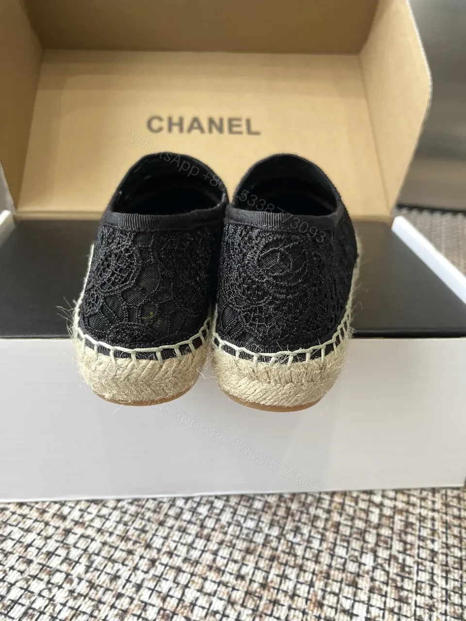 View 3 of Lace-Detail Espadrille: Chic Comfort in Black