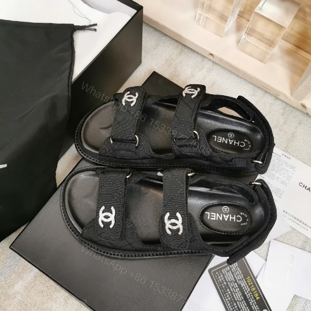 View 2 of Black Quilted Sandals: Luxury Comfort, Signature Straps