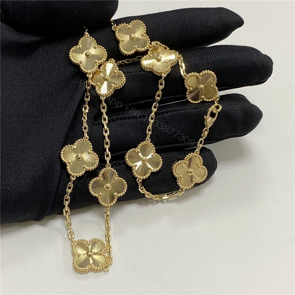 View 6 of Van Cleef Arpels 10 Motif Necklace Guilloche Gold VCARP3JJ00