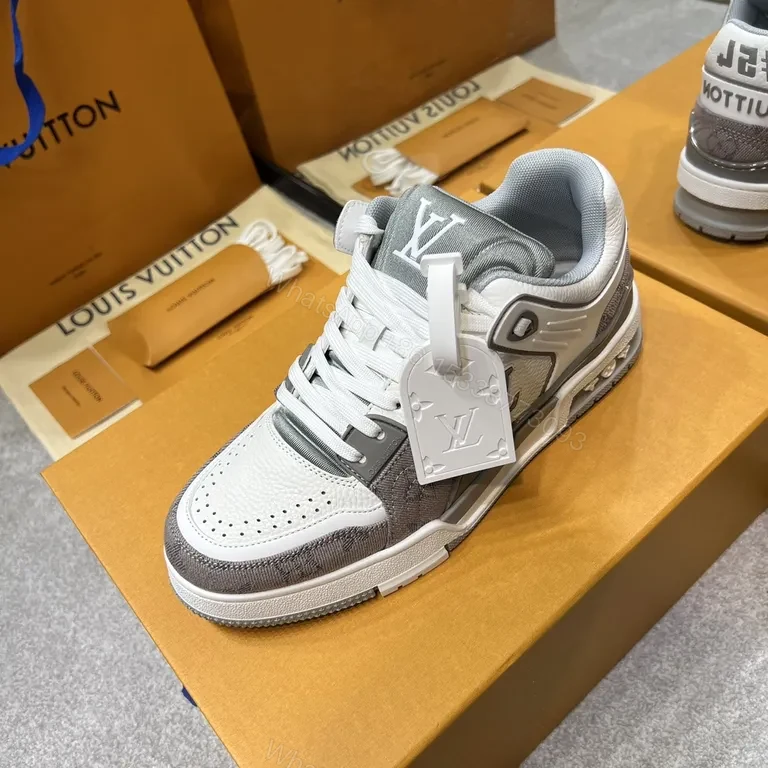 View 3 of Sophisticated LV-Inspired Leather Sneakers - All-Day Comfort