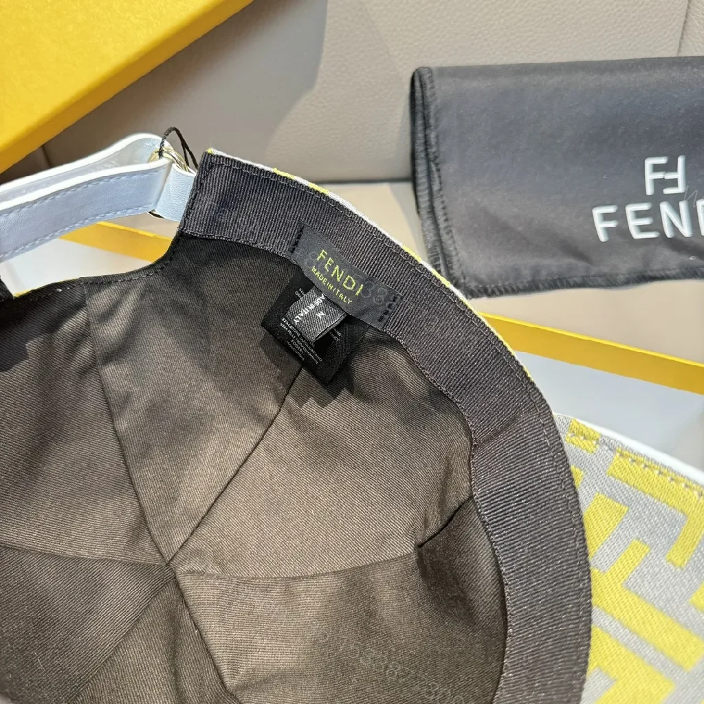 View 9 of Two-Tone Fendi-Style Logo Jacquard Cap with Adjustable Back