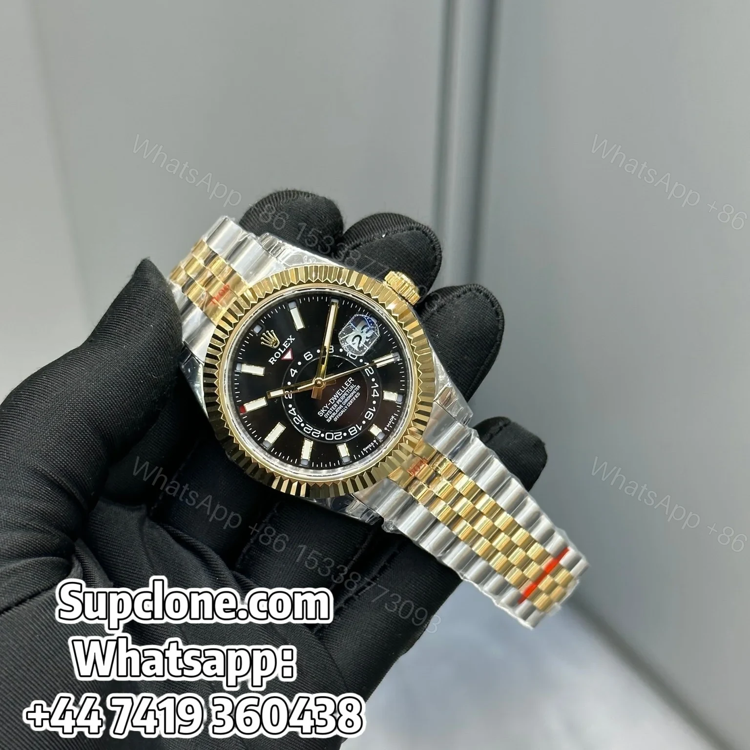 View 2 of Rolex Sky-Dweller Super Clone 1:1 – Black Dial Jubilee Bracelet (9002 Movement)