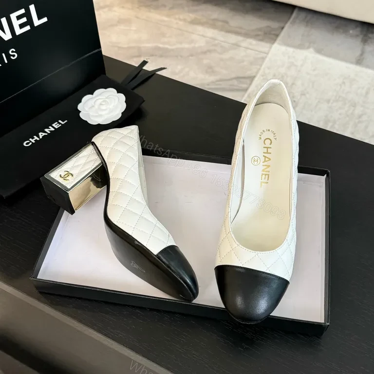 View 7 of Chanel-Inspired Quilted Pumps: Two-Tone Cap-Toe, Comfort