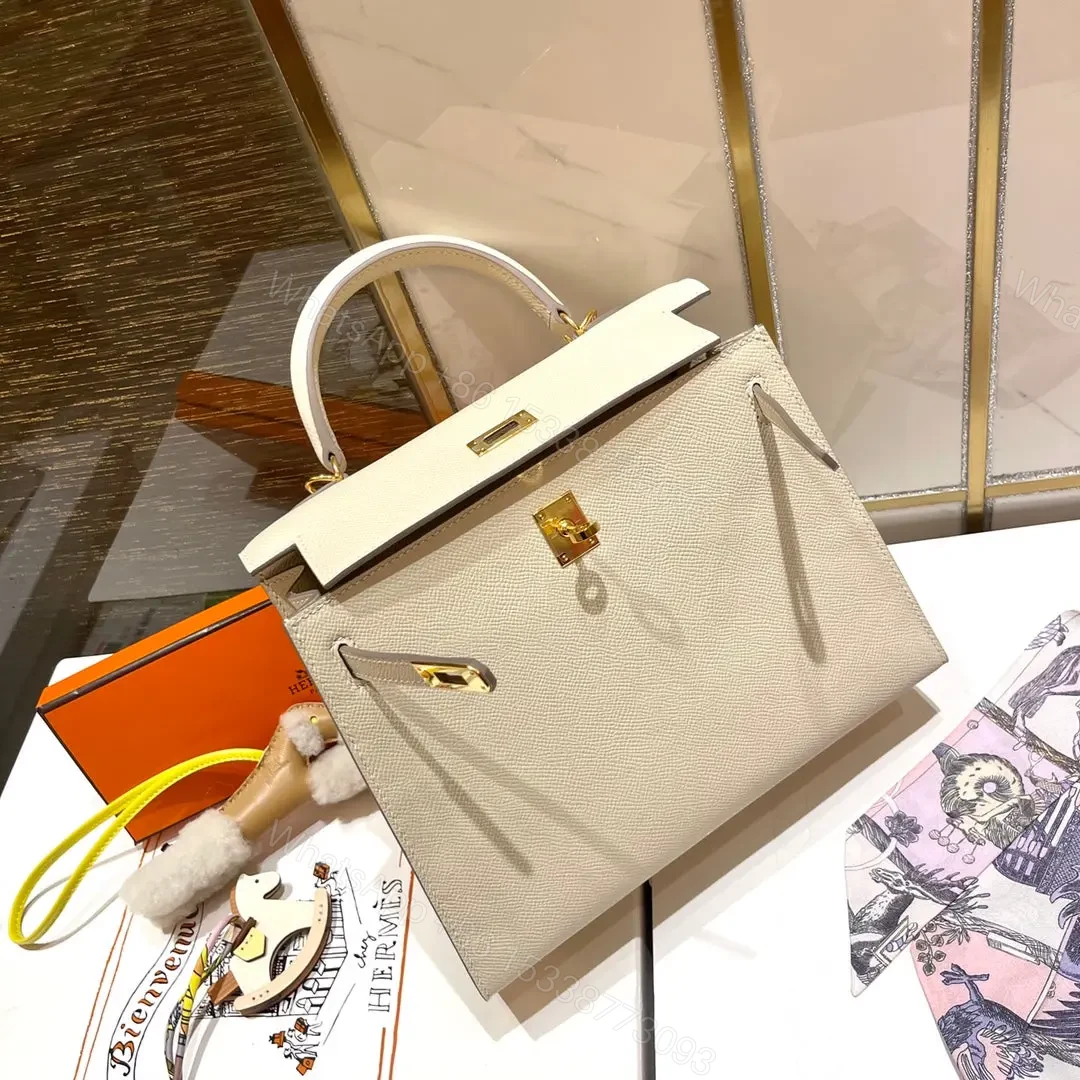 View 6 of HN 25CM WHITE EPSOM LEATHER GOLD HARDWARE