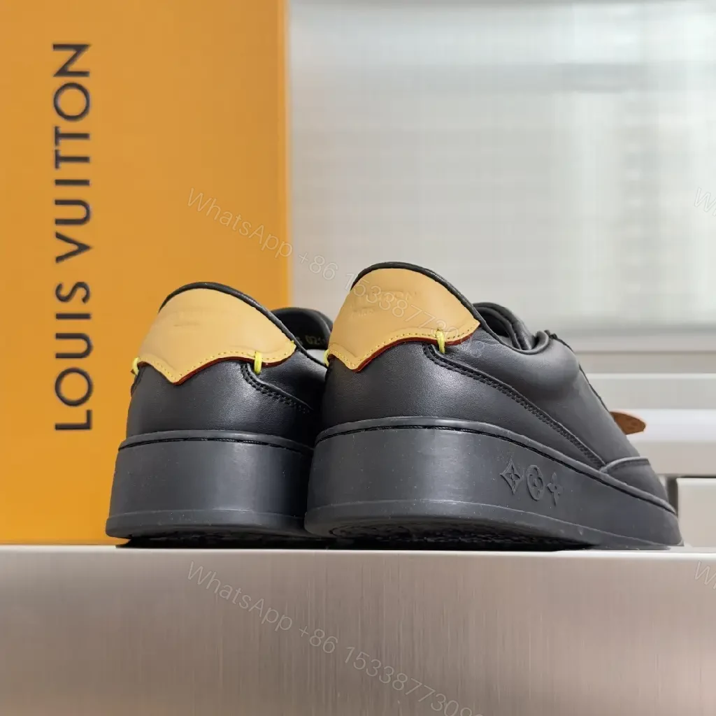 View 3 of Black Calf Leather Low-Top Sneakers Minimal Luxury Detail