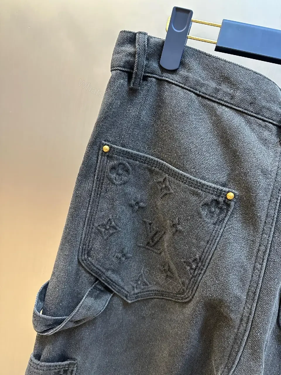 View 5 of Dark-Wave Denim Pant: Premium Monogram Texture, Modern Fit