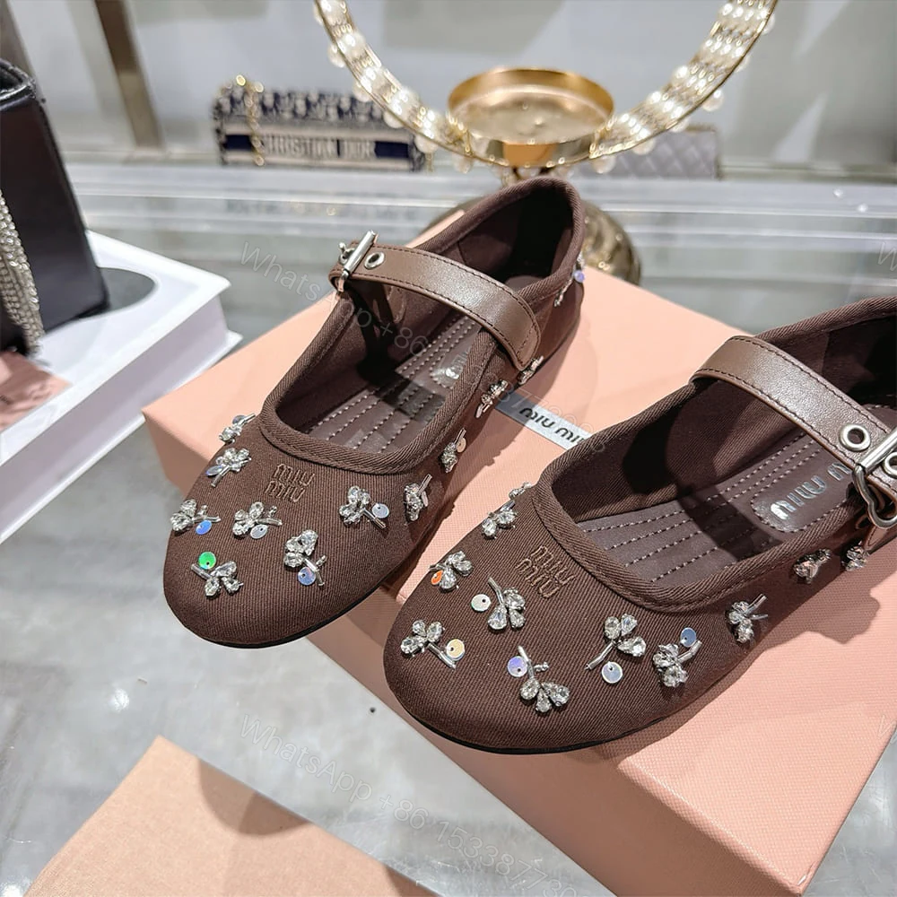 View 7 of MIUMIU Embroidered drill ballerinas 994012