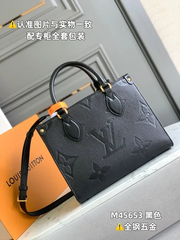 Structured Black Monogram Tote â€” Luxury Grained Leather Bag — view 1