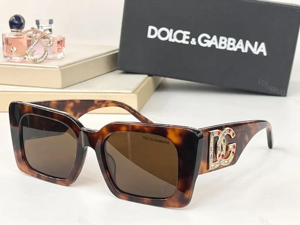 View 4 of Bold Black Square Sunglasses â€“ Crystal DG Emblem â€“ Luxury Statement