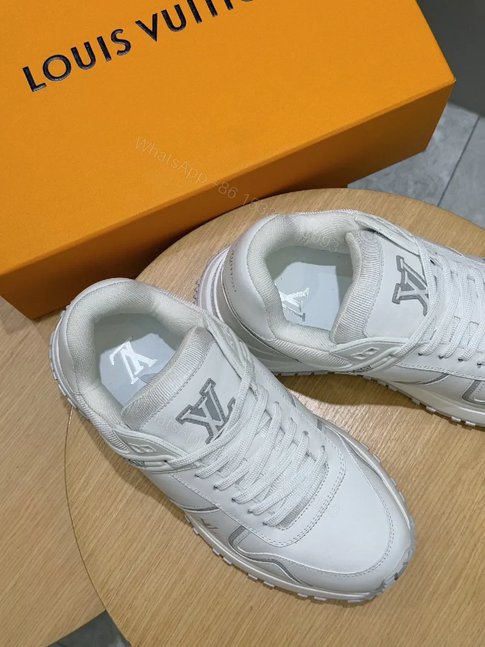 View 6 of White Leather Luxury Trainers with Structured Comfort