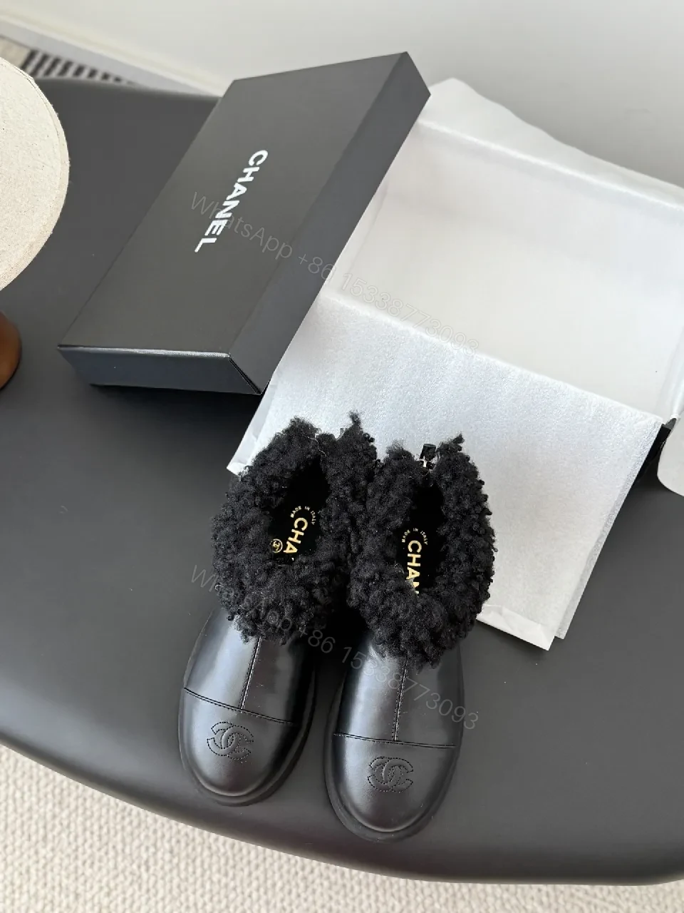 View 9 of Faux Fur Trim Leather Mules – Luxe Comfort, City-Chic Style